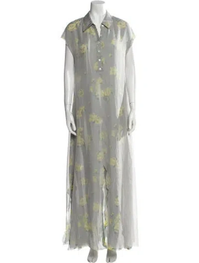 Pre-owned Acne Studios Silk Long Dress In Gray
