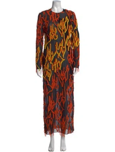 Pre-owned Acne Studios Silk Long Dress In Orange