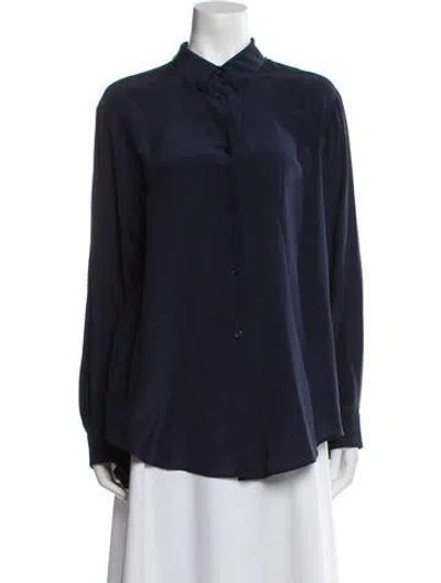 Pre-owned Acne Studios Silk Long Sleeve Button-up Top In Blue
