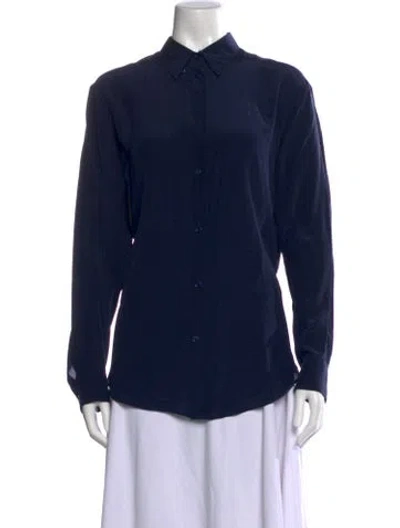 Pre-owned Acne Studios Silk Long Sleeve Button-up Top In Blue