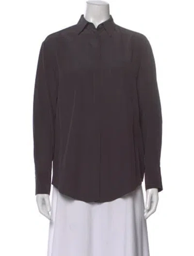 Pre-owned Acne Studios Silk Long Sleeve Button-up Top In Gray