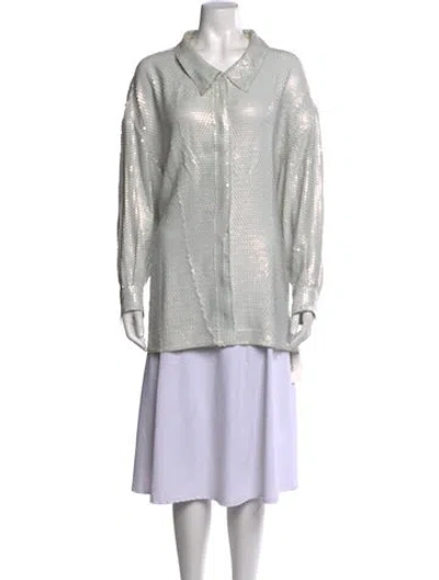 Pre-owned Acne Studios Silk Long Sleeve Button-up Top In Multicolor