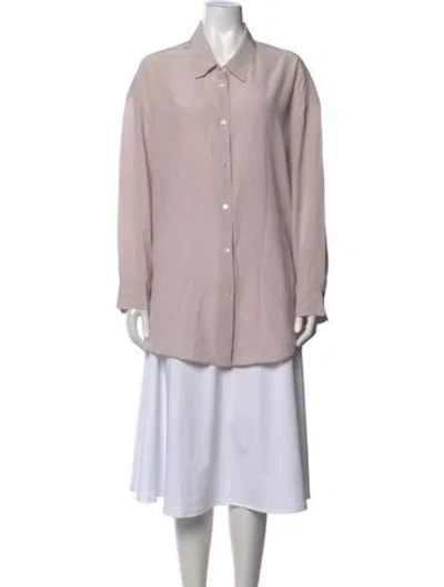 Pre-owned Acne Studios Silk Long Sleeve Button-up Top In Pink