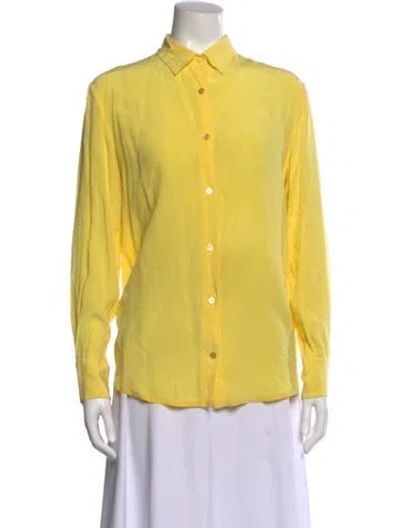 Pre-owned Acne Studios Silk Long Sleeve Button-up Top In Yellow