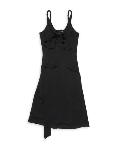 Acne Studios Silk Midi Bow Dress In Black