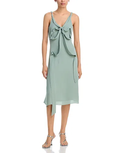 Acne Studios Womens Sage Green Bow Sleeveless Silk Midi Dress In Gray