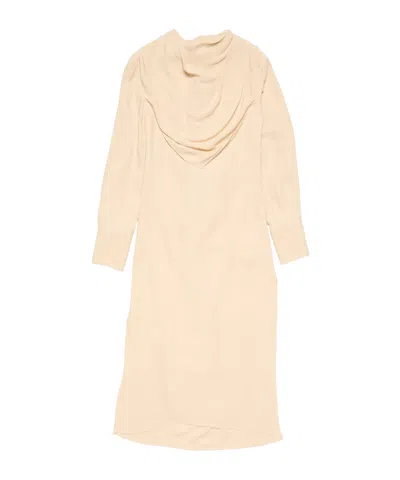 Acne Studios Silk Midi Dress With Scarf In Neutral