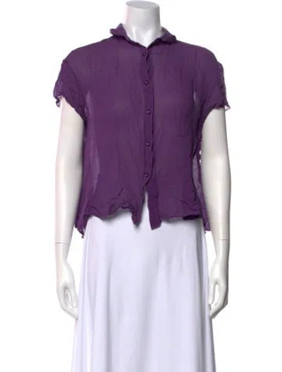 Pre-owned Acne Studios Silk Mock Neck Crop Top In Purple