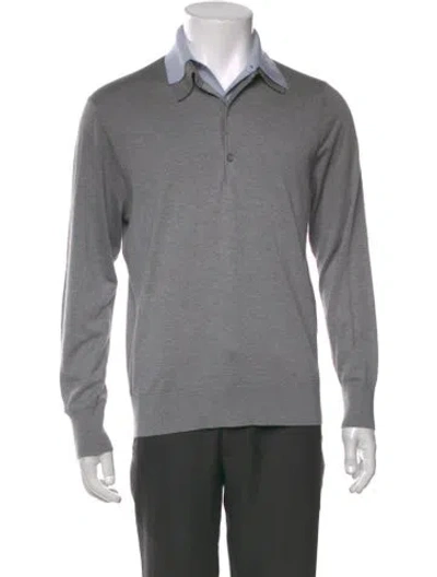 Pre-owned Acne Studios Silk Mock Neck Polo Sweater In Gray