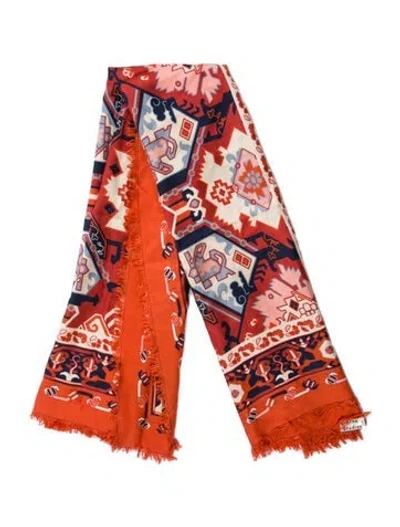 Pre-owned Acne Studios Silk Paisley Print Scarf In Orange