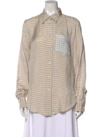 Pre-owned Acne Studios Silk Plaid Print Button-up Top In Neutral