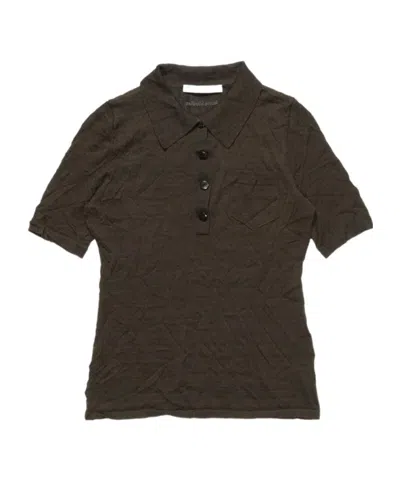 Acne Studios Silk Polo Knit In Brown
