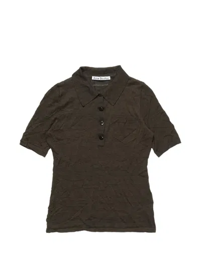 Acne Studios Silk Polo Knit In Brown
