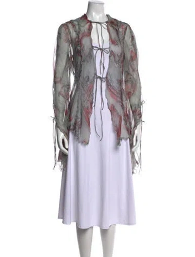 Pre-owned Acne Studios Silk Printed Top In Gray