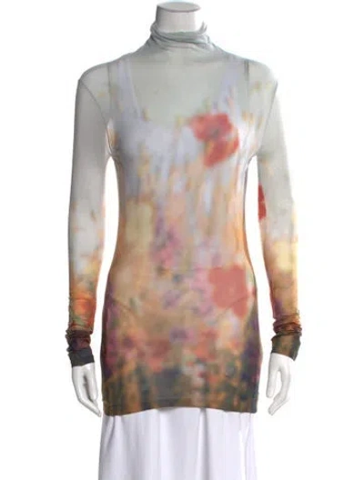 Pre-owned Acne Studios Silk Printed Top In Neutral