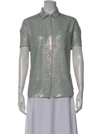 Pre-owned Acne Studios Silk Short Sleeve Button-up Top