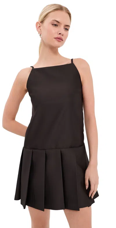 Acne Studios Silk Sleeveless Mini Dress Dark Chocolate Brown
