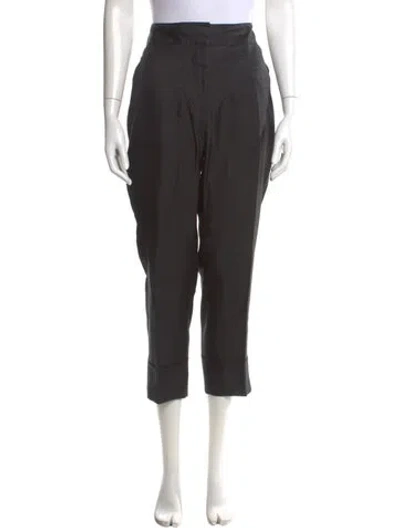 Pre-owned Acne Studios Silk Straight Leg Pants In Black