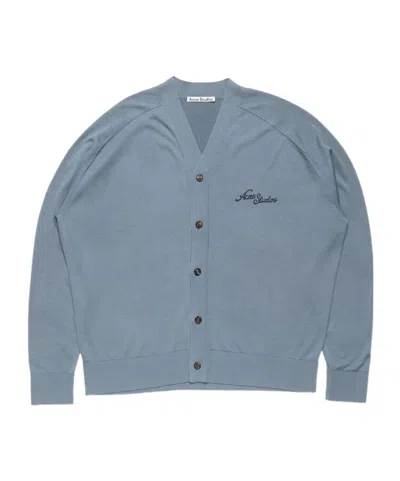 Acne Studios Silk V-neck Cardigan In Blue