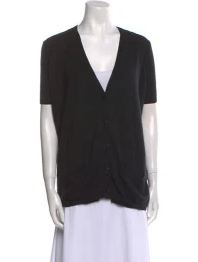 Pre-owned Acne Studios Silk V-neck Sweater In Blue