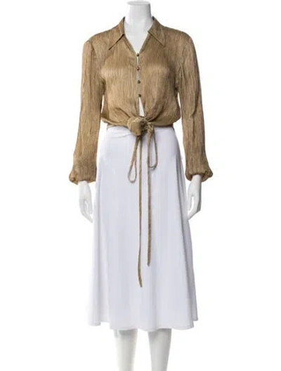 Pre-owned Acne Studios Silk V-neck Top In Neutral