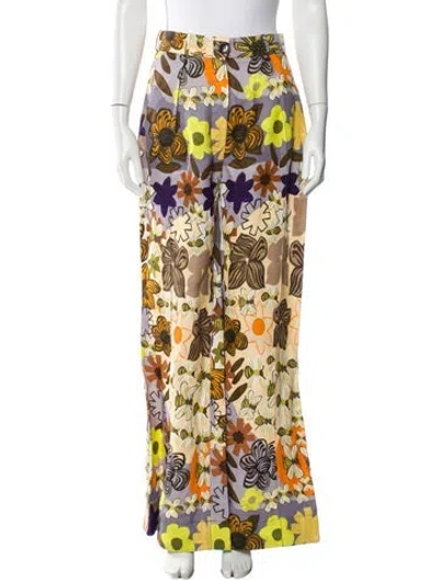 Pre-owned Acne Studios Silk Wide Leg Pants In Yellow