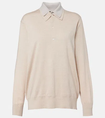 Acne Studios Layered Silk-blend Polo Sweater In Neutral