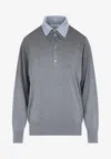 Acne Studios Layered-effect Silk-blend Jumper In Blue