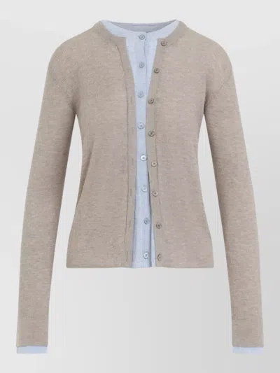 Acne Studios Silk Wool Layered Cardigan Long Sleeve In Silver