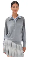 Acne Studios Silky Wool V-neck Sweater Sky Blue/light Grey Melange In Gray