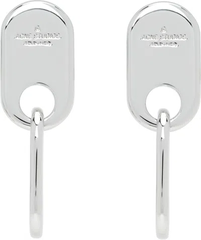 Acne Studios Silver Chain Lock Earrings In Metallic