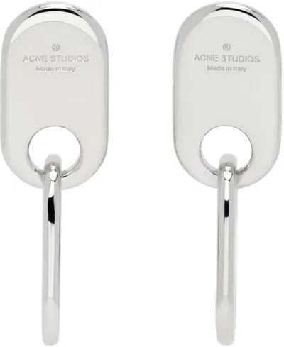 Acne Studios Silver Chain Lock Earrings In Aae Silver
