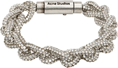 Acne Studios Silver Crystal Cord Bracelet In Dnk Antique Silver/s