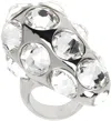 Acne Studios Silver Crystal Drop Ring In Awn Silver/transpare