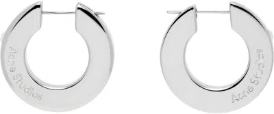 Acne Studios Silver Crystal Hoop Earrings In White