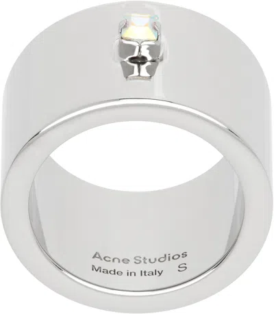 Acne Studios Silver Crystal Ring In Aae Silver