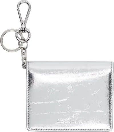 Acne Studios Silver Folded Leather Wallet In Gray