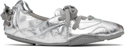 Acne Studios Metallic Leather Sneakers In Axa Silver/grey