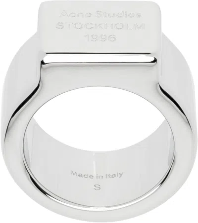 Acne Studios Silver Logo Engraved Signet Ring In Aae Silver