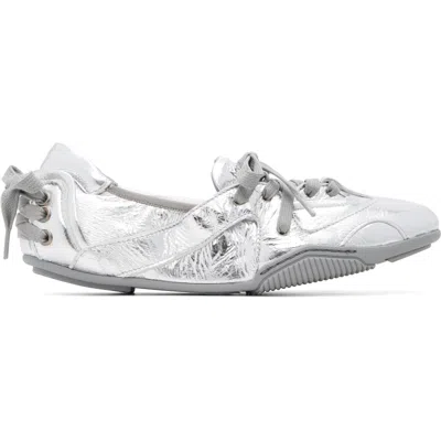 Acne Studios Silver Patent Leather Sneakers In Axa Silver/grey