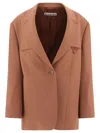 Acne Studios Single-breasted Blazer With Tailored Fit In Brown