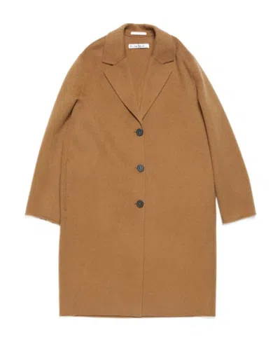 Acne Studios Single-breasted Wool Coat In Camel Beige