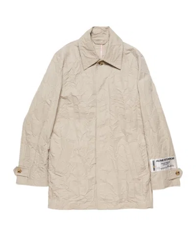 Acne Studios Single-breasted Crinkled Coat In Nude