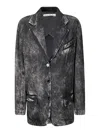 Acne Studios Women Single-breasted Printed Blazer In Denim