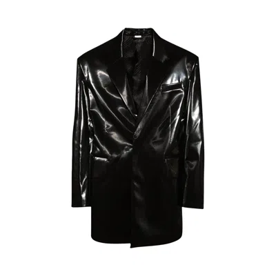 Pre-owned Acne Studios Single Breasted Glossed Overcoat 'black' | Men's Size 54