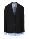 Acne Studios Navy Blue Single-breasted Jacket With Shirt Detail In Blue