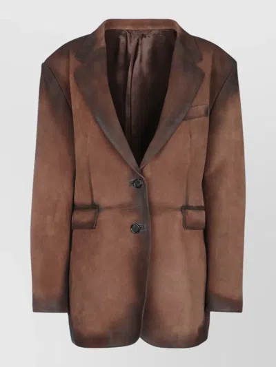Acne Studios Single Breasted Jacket Notch Lapel Pockets In Brown