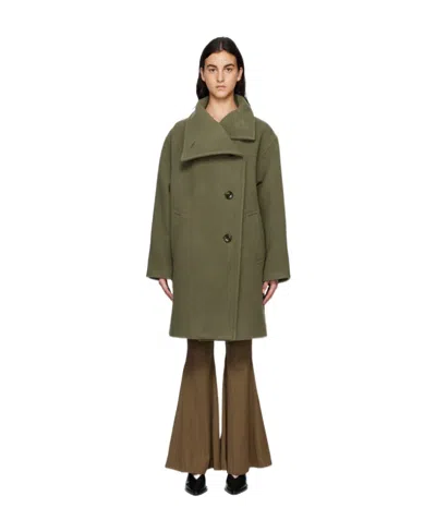 Acne Studios Single-breasted Lapel Coat In Green