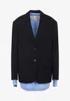 Acne Studios Single-breasted Layered Blazer In Blue