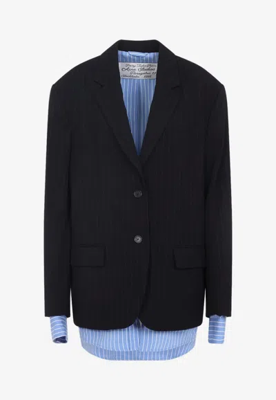 Acne Studios Single-breasted Layered Blazer In Blue
